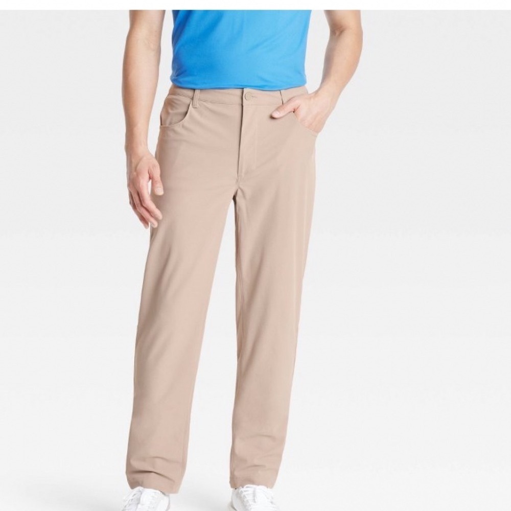 All In Motion Mens 360 Lifestyle Relaxed Fit 5-Pocket Pants Tan 30x30 UPF 50+